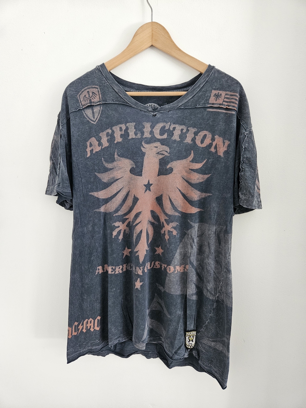Affliction Shirt Mens Extra Large American Customs Distressed Y2K